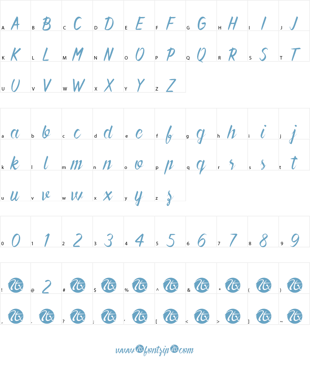 Forever Brush Script Font Character